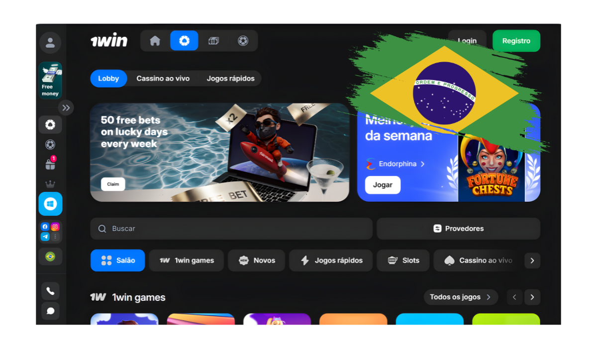 Banner 1win Brasil: apostas esportivas e cassino online, ao vivo e eSports, Pix/Boleto, app Android/iOS, bônus 500%