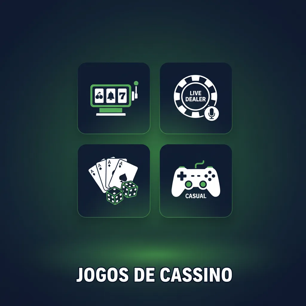 Montagem com ícones de caça-níqueis, roleta, blackjack, bacará, bingo e jackpots do cassino 1win no Brasil e jogos ao vivo