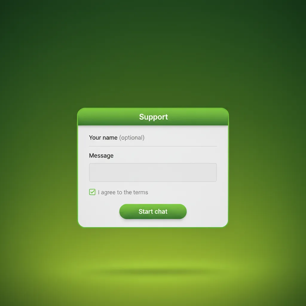 Painel de suporte para desktop com ícones de chat, e-mail, Telegram, redes sociais e base de conhecimento 24/7