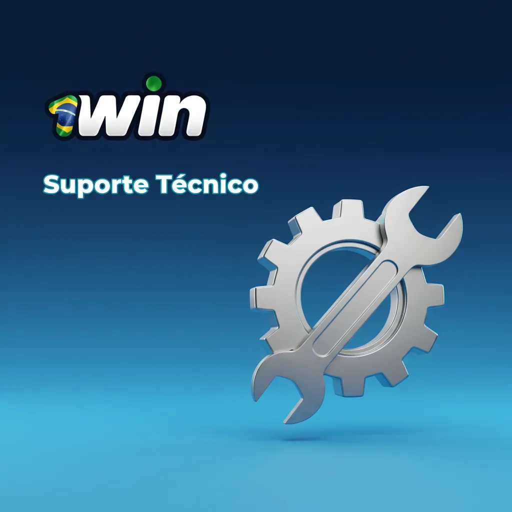 Agente de suporte técnico 1win com headset, ícones de escudo, engrenagem e 24/7, foco em estabilidade e segurança.