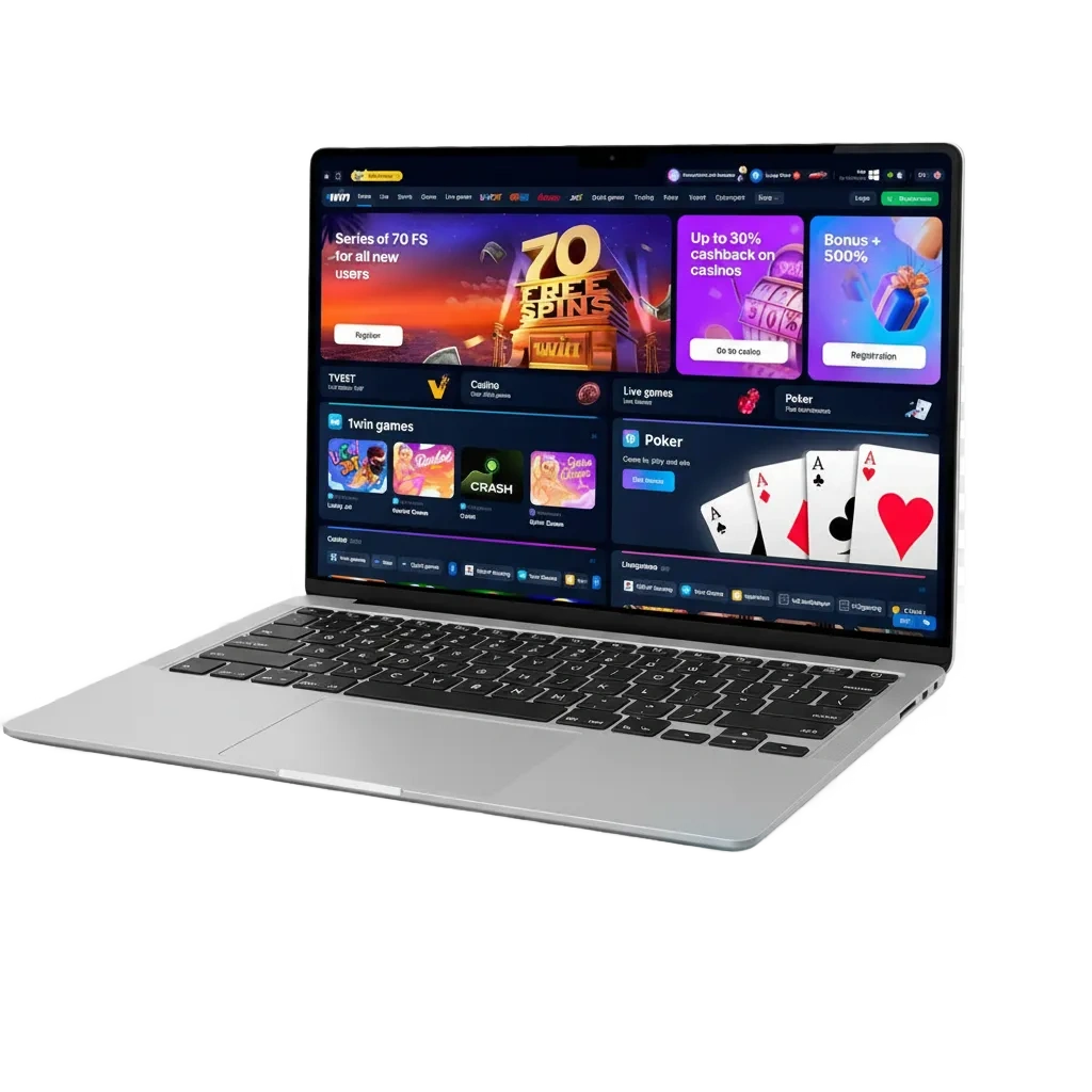 Banner de download do 1win para PC, para Windows e macOS, com cassino ao vivo, roleta, slots e jogos de mesa