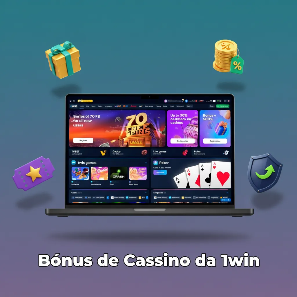 Banner 1win: bônus de cassino com rodadas grátis, cashback, recarga no fim de semana, torneios e Drops & Wins.