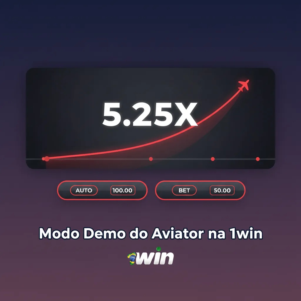 Tela do Aviator em modo demo na 1win, com avião, multiplicador crescente, créditos virtuais e opções de auto cashout.