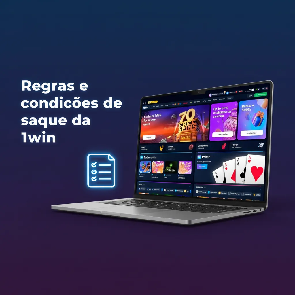 Infográfico sobre regras e condições de saque da 1win: titularidade, KYC, bônus/rollover, limites em BRL e segurança.