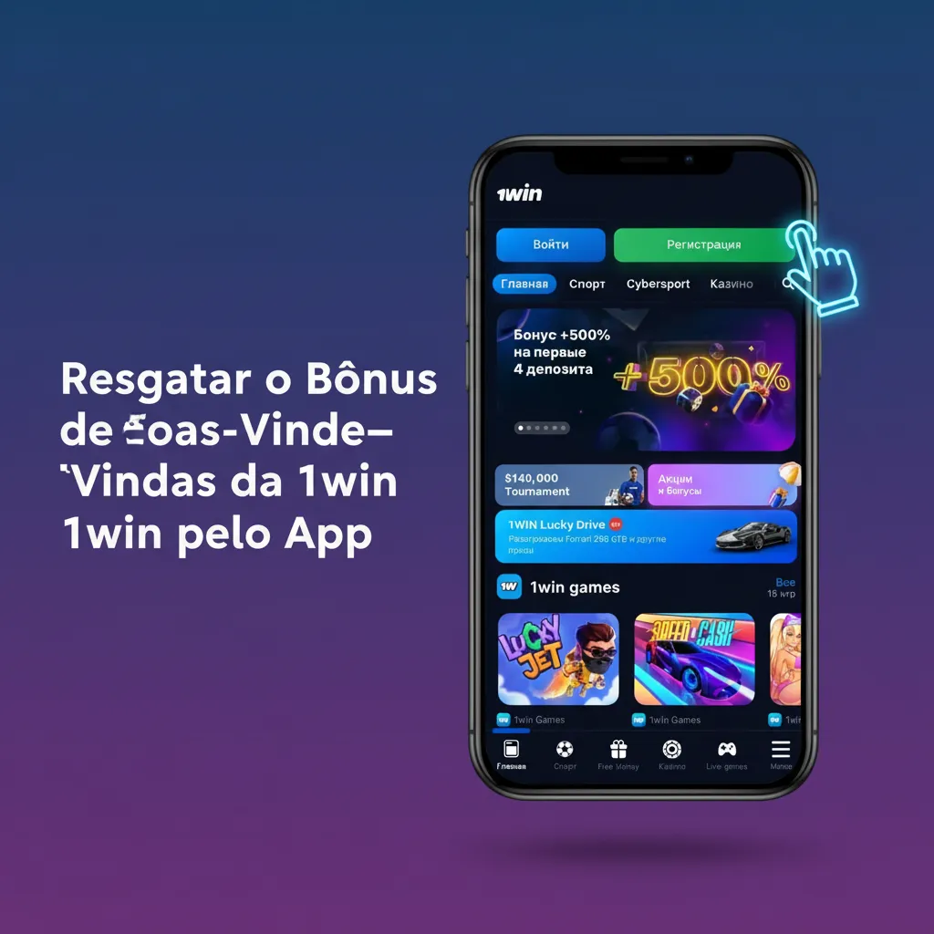 Tela do app 1win mostrando ativação do bônus de boas‑vindas, depósito mínimo e progresso do rollover.